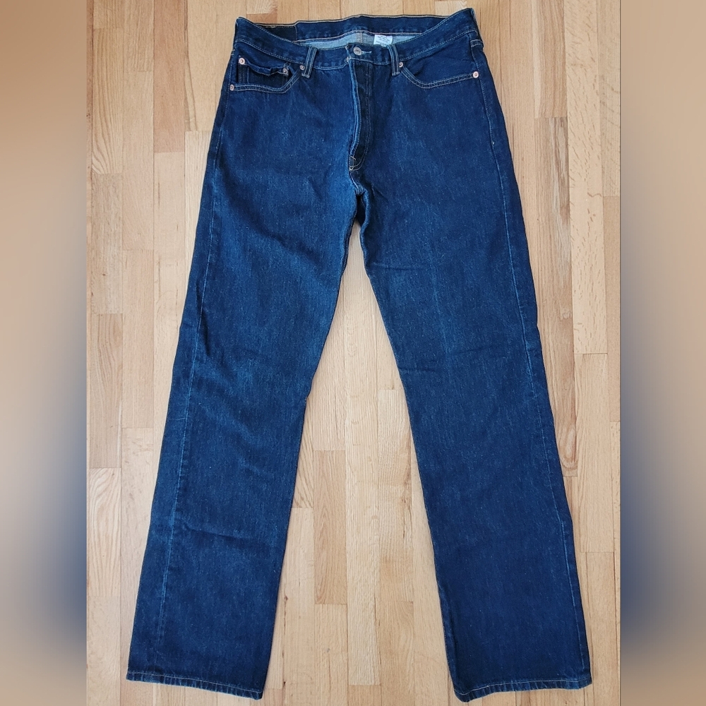 LEVIS 501 BUTTON FLY JEANS 100% COTTON MEDIUM DARK WASH MEN'S 36 X 36